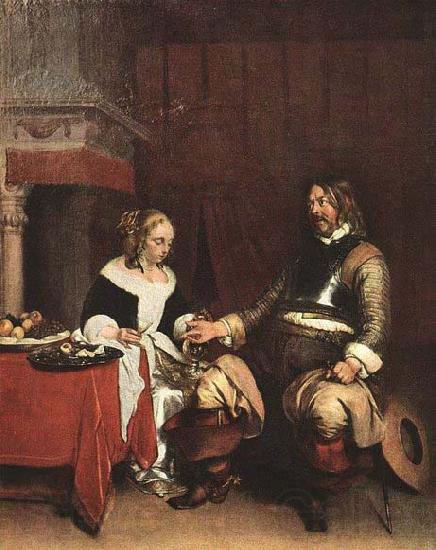 TERBORCH, Gerard Man Offering a Woman Coins Germany oil painting art